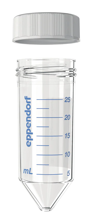 艾本德Eppendorf Conical Tubes 25 mL 帶螺旋蓋, 25 mL, 無菌、無熱原, 無RNase和DNase, 無DNA, 無色, 200 個 (8 包 × 25 個)